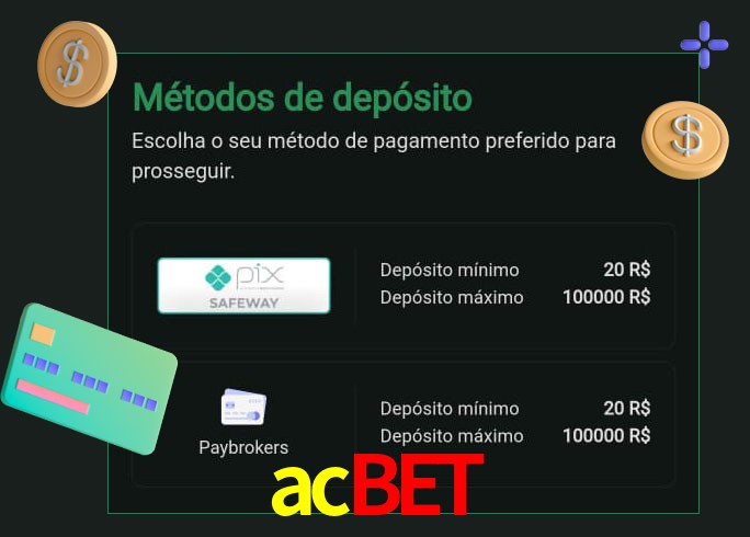 O cassino acbet oferece uma grande variedade de métodos de pagamento
